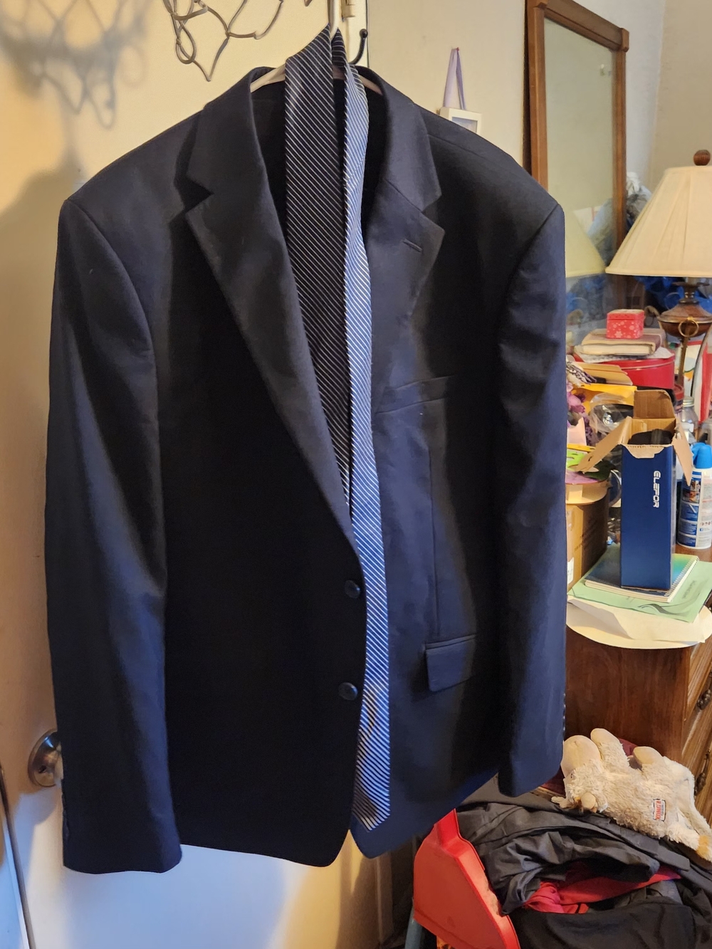 Calvin Klein Men's Dark Navy Blue Suit and Tie
